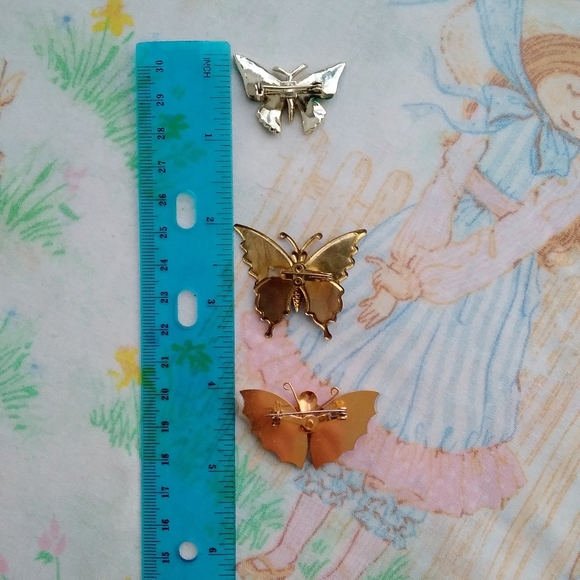 🌙🦋Vintage Butterfly Pin Trio - Picture 2 of 12